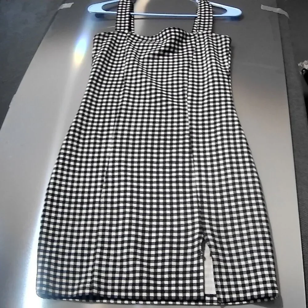 Mini Checkered Cocktail Dress - Picture 2 of 4